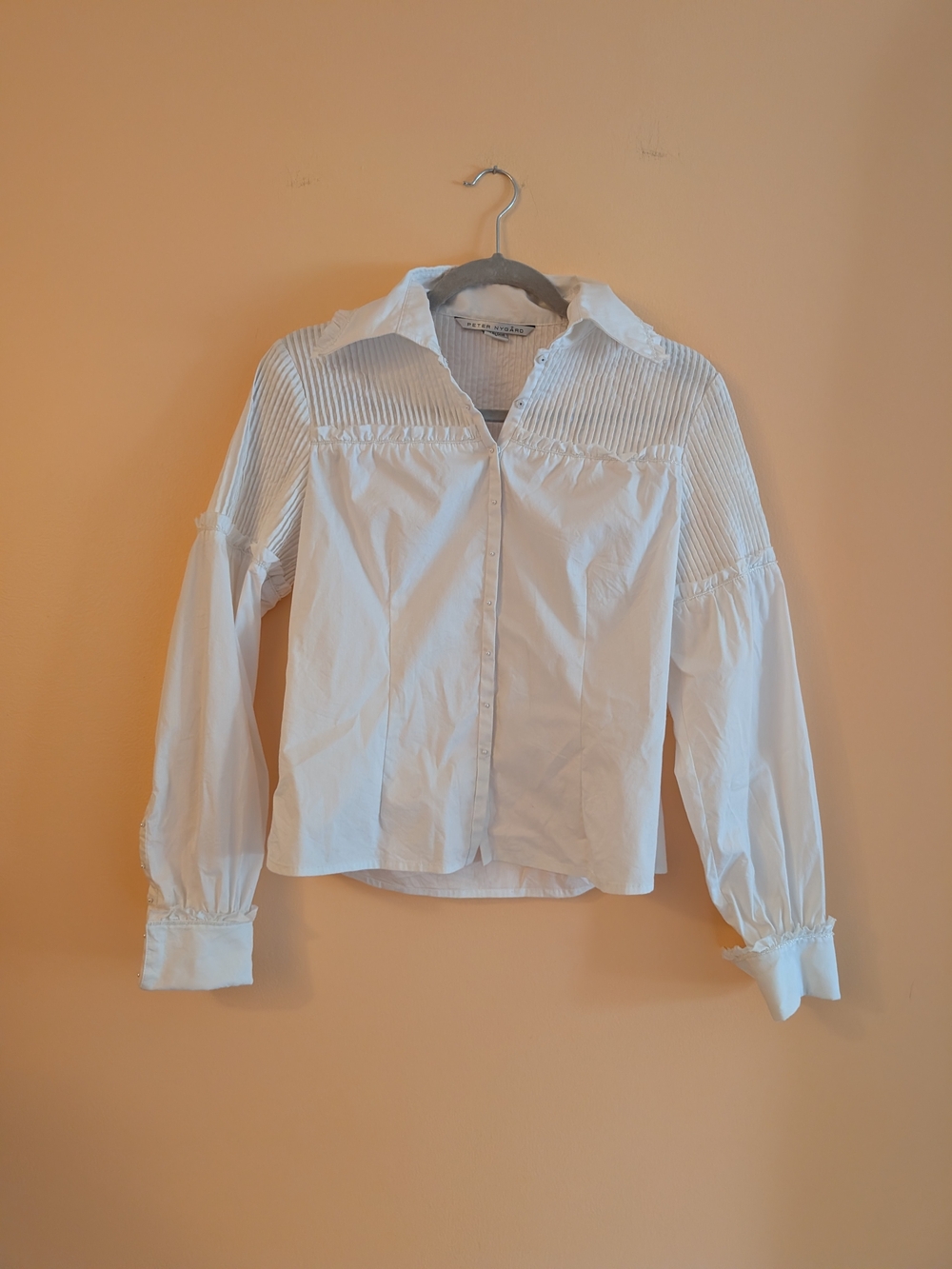 Peter Nygard White Pintuck Button-Down Blouse